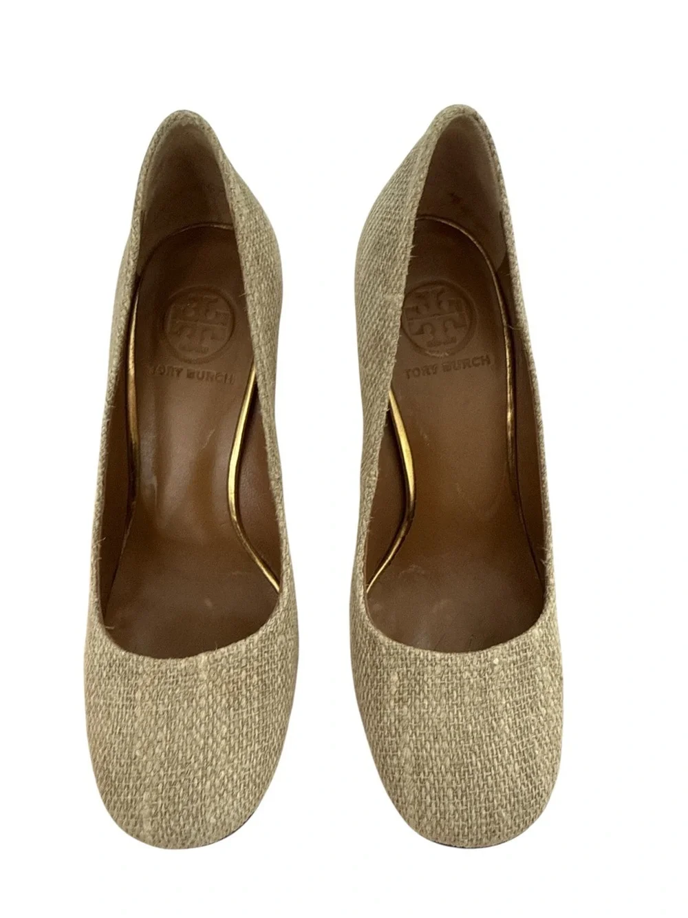 Tory Burch Madison Canvas With a Metallic Heel round toe